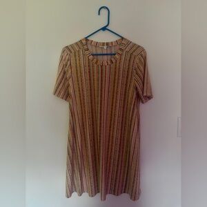 BCBG Striped Multicolor Short Sleeve Sheer T-Shirt Dress